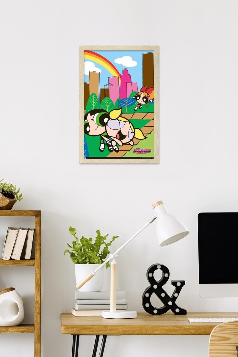 Trends International The Powerpuff Girls - Group Park Wall Poster, 22.4L x 14.7W, Blonde Framed Version