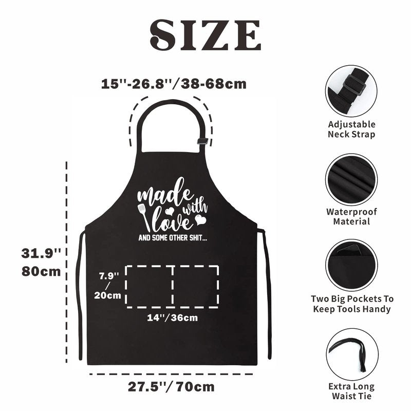 Saukore Funny Aprons for Women Men, Novelty Kitchen Cooking Apron with 2 Pockets, Cute Baking Gifts for Bakers, Birthday Mothers Day Apron Gift for Mom Wife Husband Sister Daughter Grandma