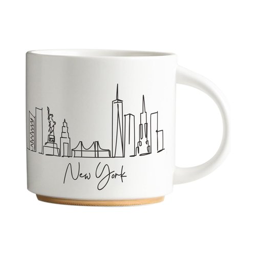 COLLECTIVE HOME - Skyline Ceramic Mug, Coffee Cup, Landscape Cups, 15 oz Tea Mugs, Elegant Personalized Mug with Gift Box, Luxurious Cups for Office and Home (New York)