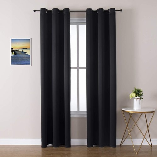 ChrisDowa Blackout Curtains - Thermal Insulated Room Darkening Panels, 2-Panel Set (Black, 42 x 84 Inch)
