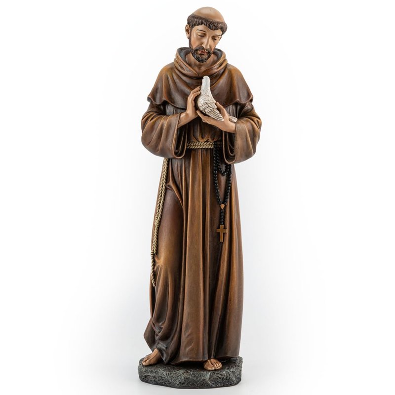 BC Catholic Saint Francis of Assisi Statue, 14.5" H St Francis Patron Saint of Animals, Garden Figure, Religious Gift, Inspirational Home décor, Renaissance Sculpture Handmade by Buildclassic