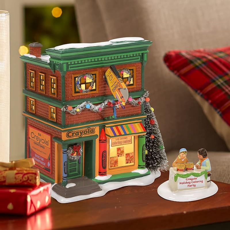 Department 56 Snow Village Crayola Crayon Store Lit Building - 8.11 Inch Holiday Decor