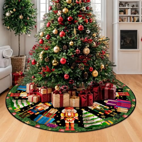 Nutcracker Christmas Tree Skirt 48in by FARMNALL | Xmas Holiday Home Decor