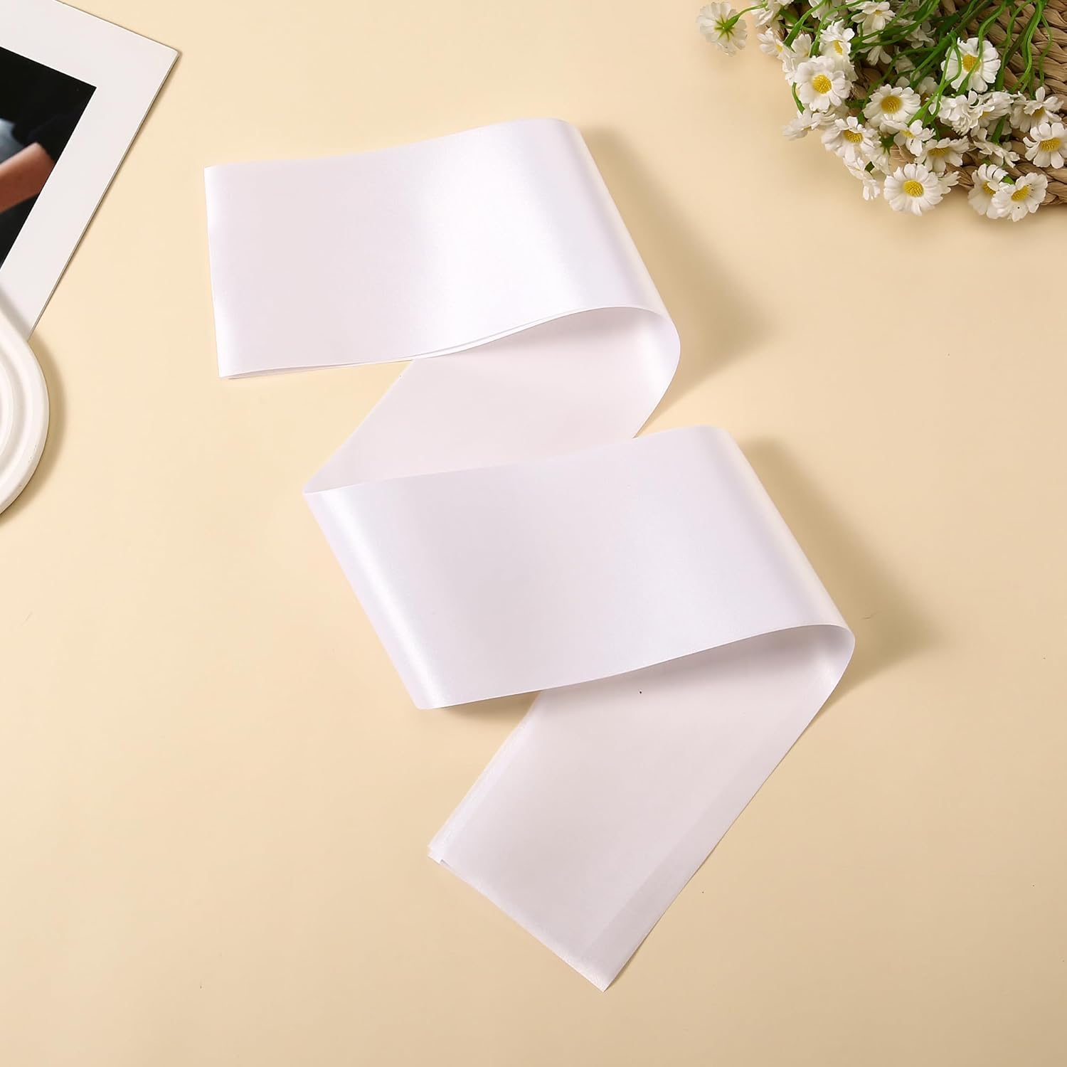 Skiennix White Satin Sash - 2 Pack DIY Pageant & Party Decorations | Includes 2 Pins