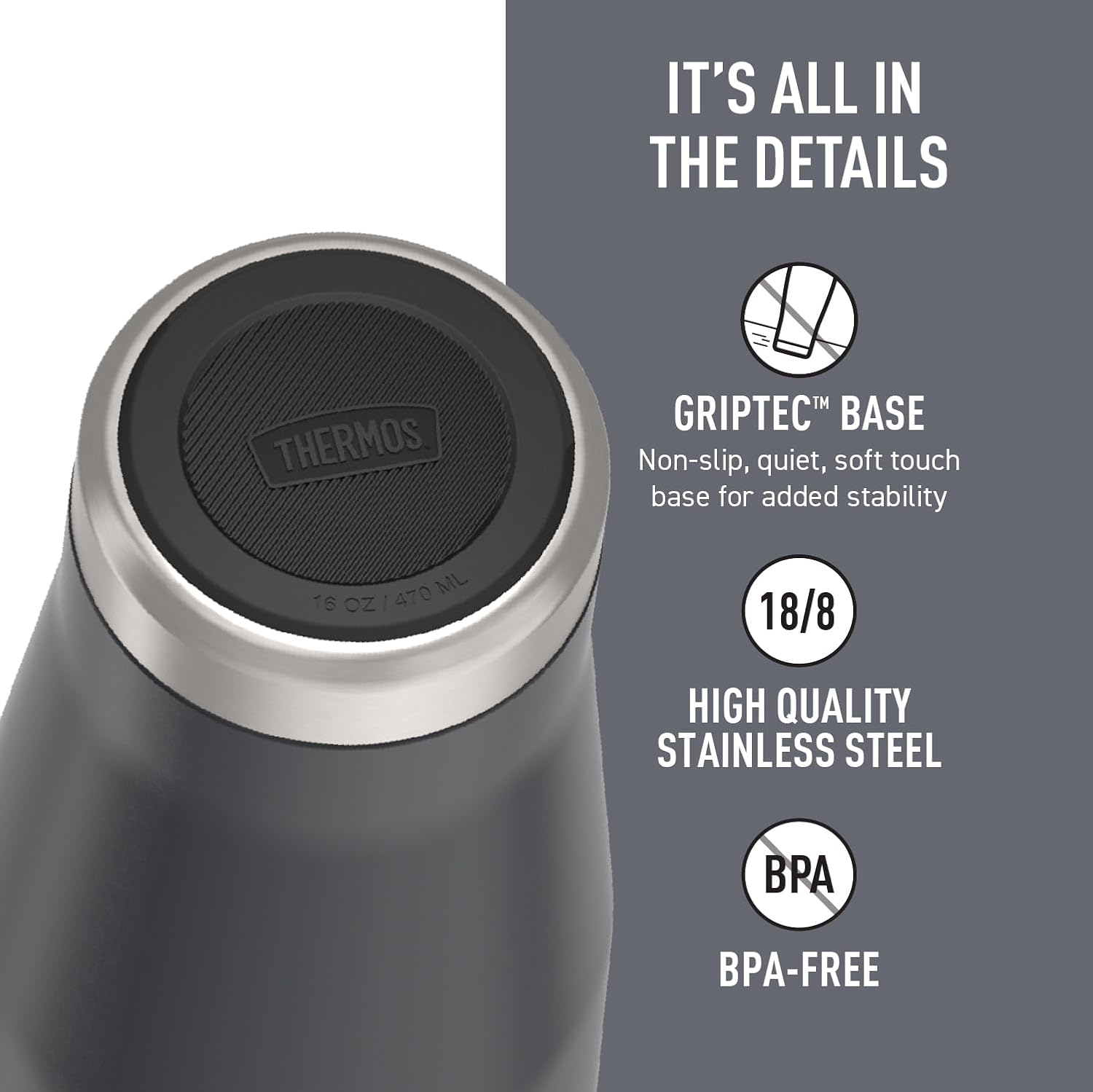 THERMOS Icon Series Stainless Steel Mug - Durable Granite Finish, 16 oz Capacity