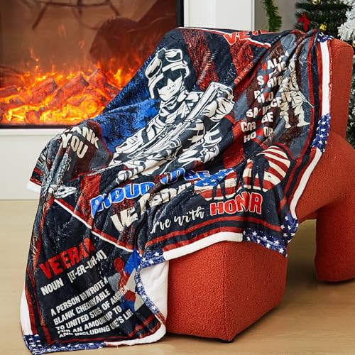 Proud Veteran Blanket 60x50 Inches - 4 Pack, Patriotic Gifts for Men, Vietnam & Military Retirement