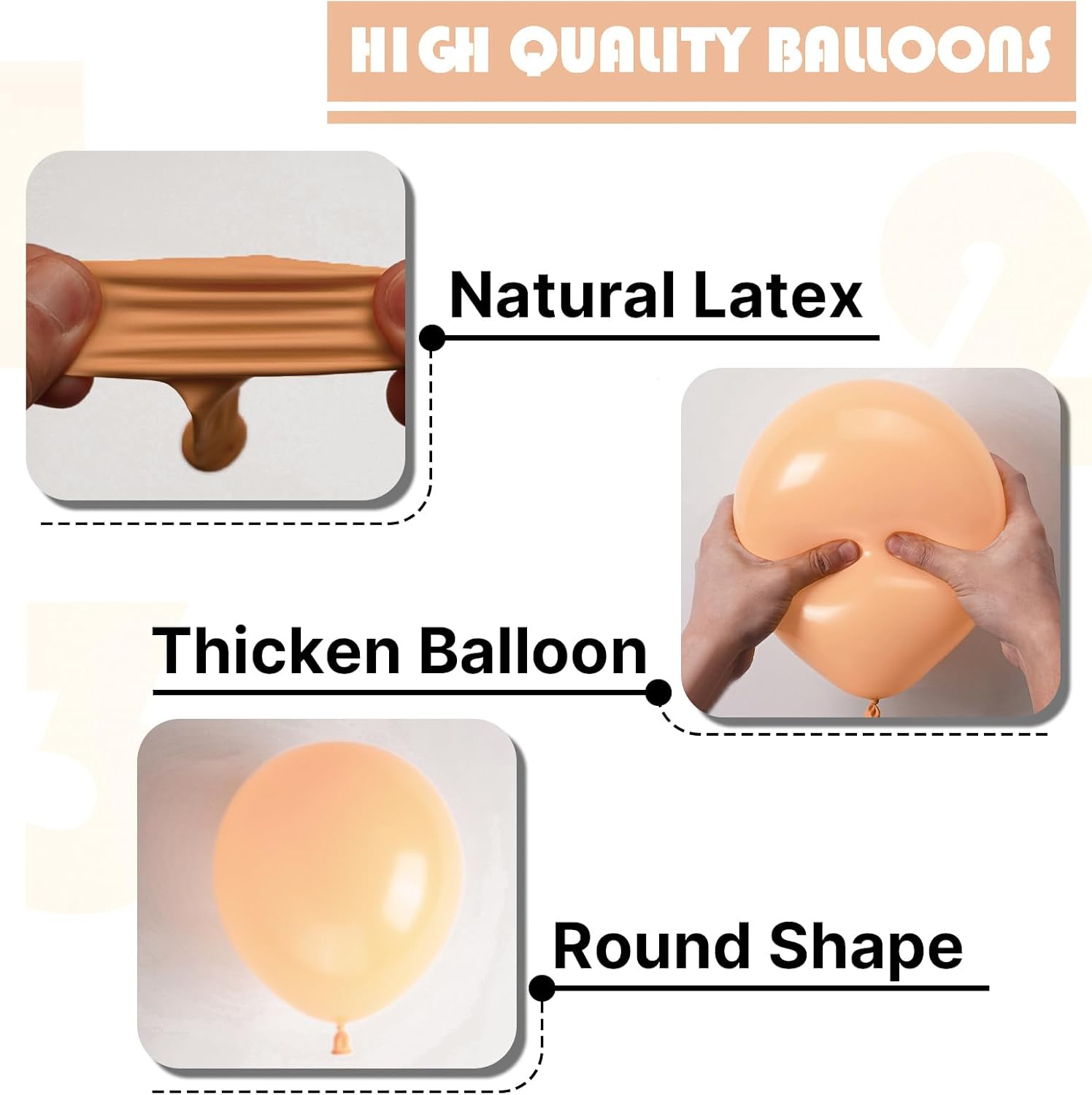 PartyWoo Nude Balloons - 100-Piece Pack in Various Sizes for Boho-Themed Parties | Beige & Apricot