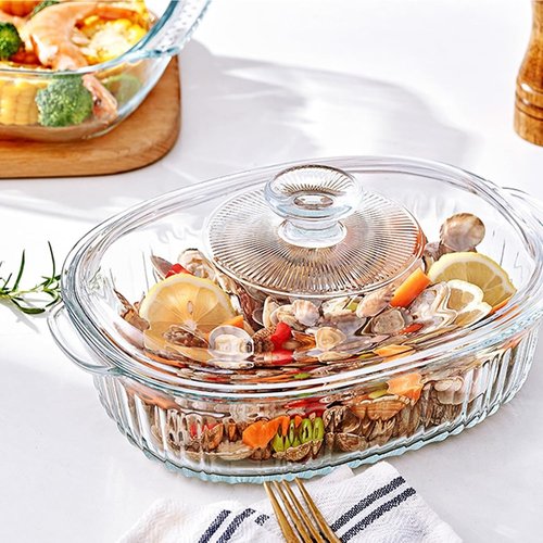 MCIRCO 4-Piece Glass Casserole Baking Dish Set - Includes 1.9 Qt & 3 Qt Dishes With Lids