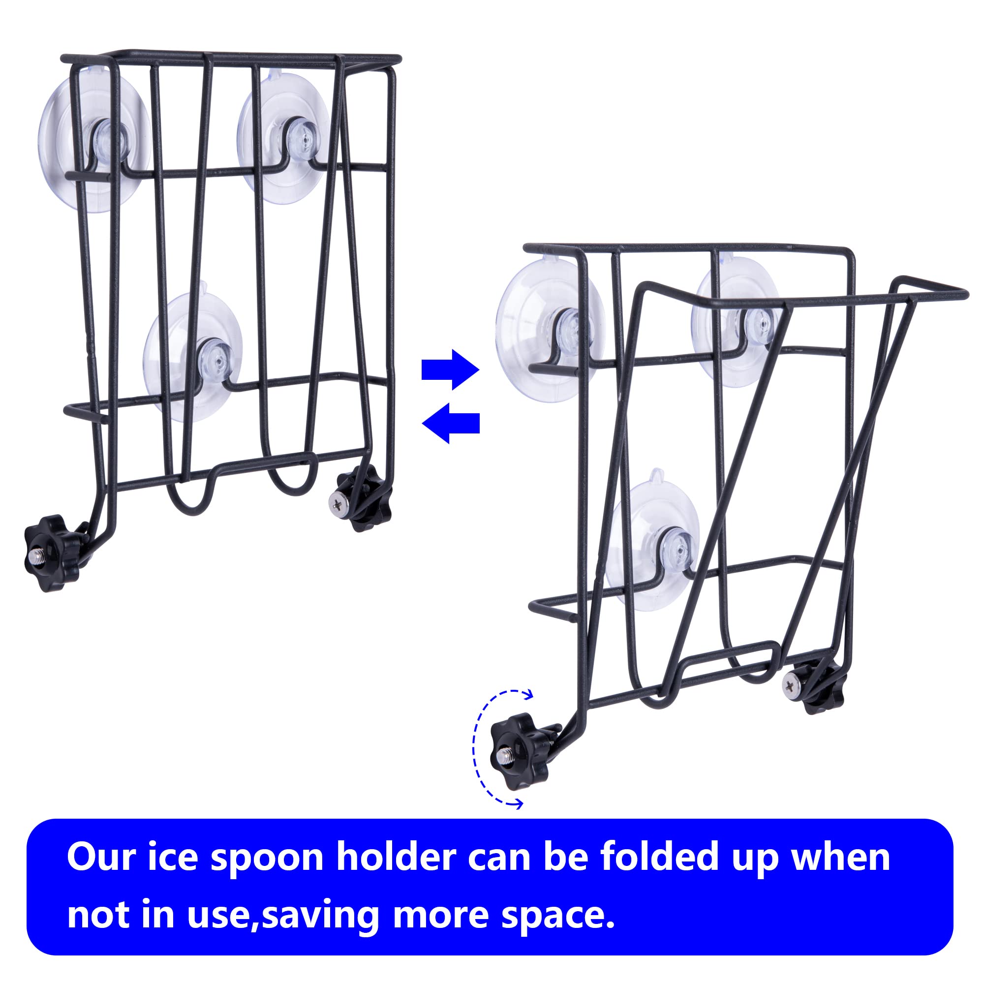 TOCCYARD Ice Scoop Holder Foldable, Metal Heavy Duty Ice Maker Scoop Holder for Ice Maker Kitchen Freezer Bar Party Wedding, Large Capacity, Easy Clean (Standard)