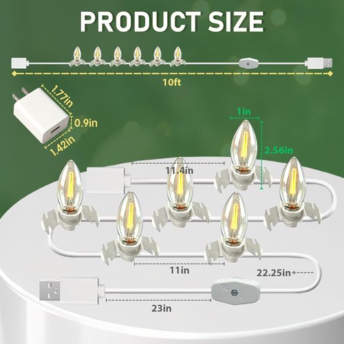 Department 56 USB 5V LED Light Set - 6 Decorative Lights for Christmas & Halloween | 9.8ft White Cord