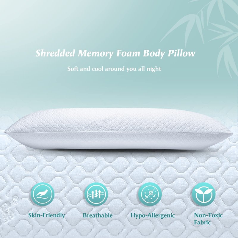 Rainmr Extra Thick Body Pillow Memory Foam – Long Pillow for Adults – Thicker Inner Case – Soft & Cooling Double Pillowcases, 20 x 54 inchesThicker Inner Body Pillow