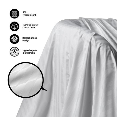 Beautyrest Luxury Goose Feathers Down Pillows Queen Size Set of 2, Hotel Collection Fluffy Bed Pillows, Medium Firm Hypoallergenic Pillow, 500 Thread US Grown Cotton Cover (20x28, Pack of 2)