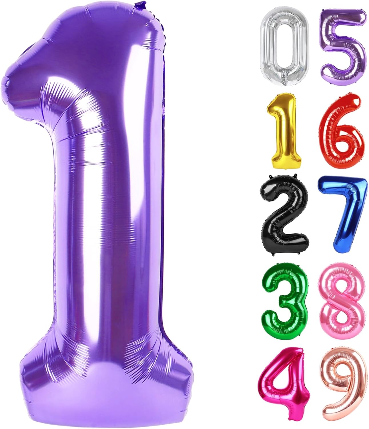 Purple Number 1 Balloon - 40 Inch Shiny Birthday Decoration for Baby Boy or Girl