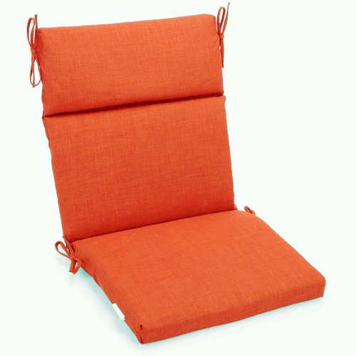 Blazing Needles Spun Polyester Solid Outdoor Squared Seat/Back Chair Cushion, 22" x 45", Tangerine Dream