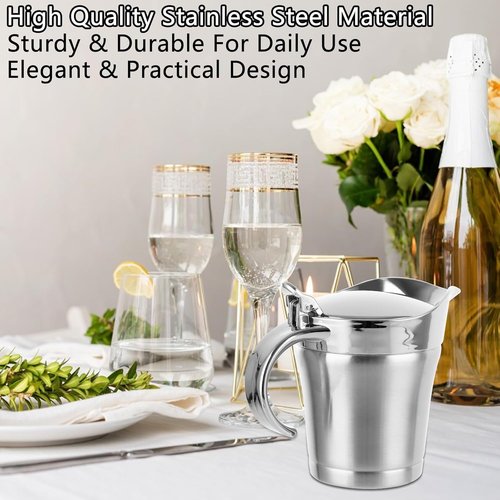 Stainless-Steel Double Insulated Gravy Boat - Sauce Jug with Hinged Lid, Ideal for Gravy or Cream at Thanksgiving, Gravy Pitcher - 16 oz/450 ml