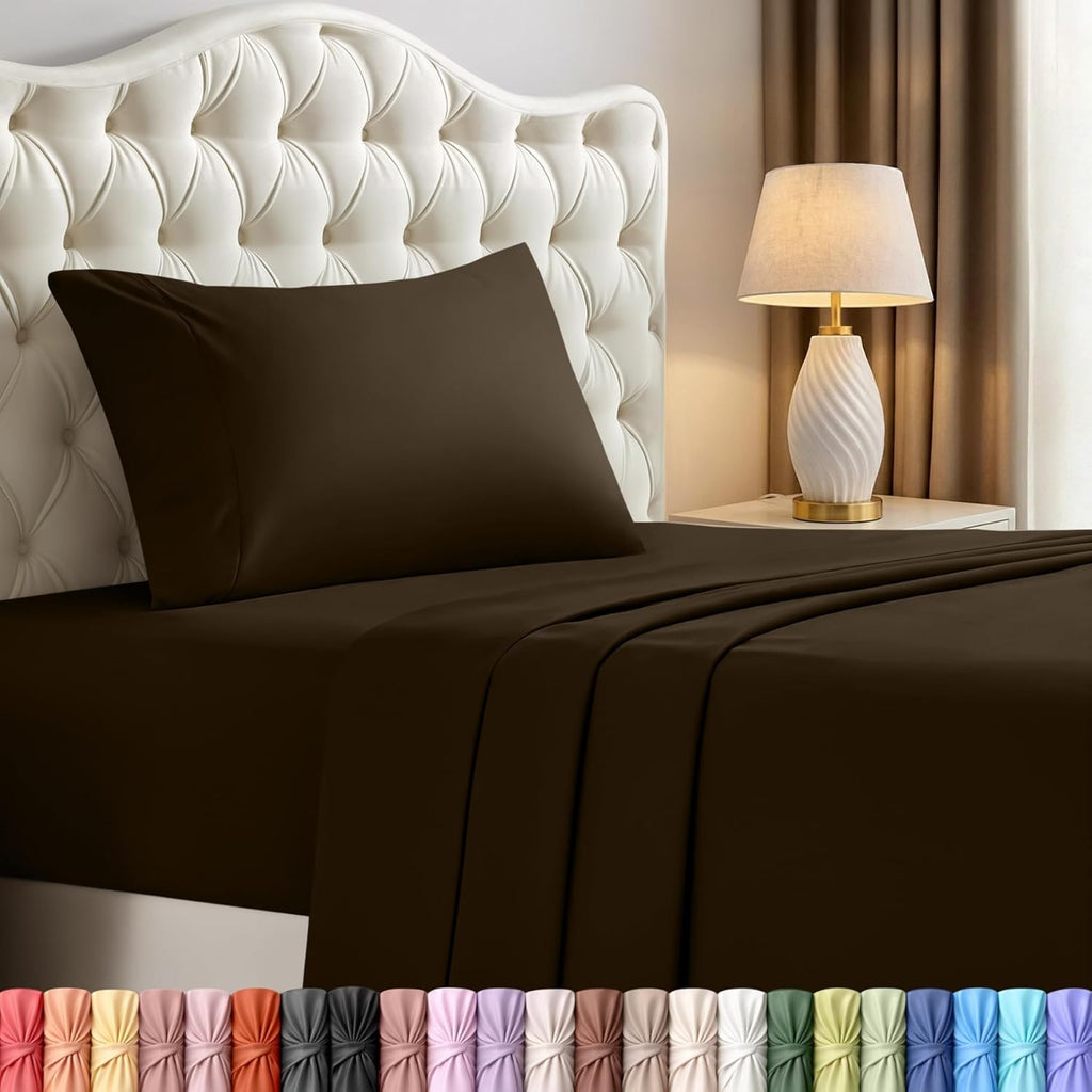 Utopia Bedding Twin Sheet Set - Soft & Breathable Microfiber | 3-Piece Bed Sheets in Brown