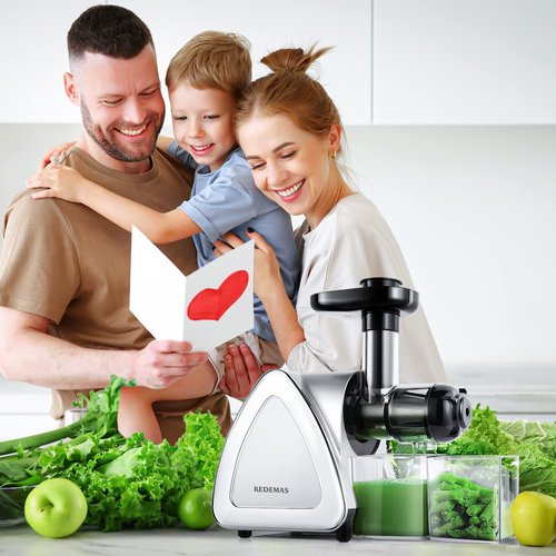 Kedemas Portable Hand Juicer,Juicer Machines with Reverse Function,Low Noise Electric Cold Press Juicer, High Juice Yield,BPA Free 150W,Easy to Clean for Vegetables and Fruits -Silver