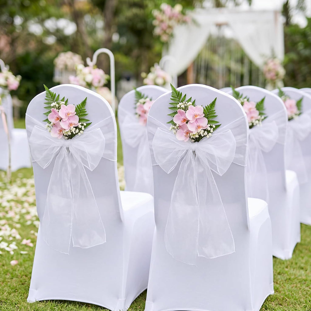 Tosnail 30 Pack Organza Chair Sashes - Elegant White Tulle Bow Ties for Weddings & Parties | 108 x 6.7 Inches