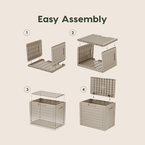 IRIS USA 35-Gallon Outdoor Storage Box - Lockable, UV-Protected & Weather-Resistant - Beige