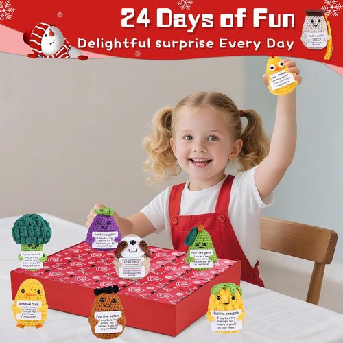 Advent Calendar 2025 - Handmade Crochet Animals Countdown Calendar with Positive Cards for All Ages
