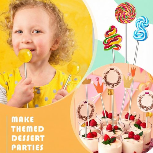 Zopeal 200 Pcs Acrylic Lollipop Sticks Cake Topper Pops Candy Treat Sticks for Wedding Candy Chocolate Cookie Dessert Handmade DIY Crafts Party Decorations Gardening(8 x 0.12 Inches,Clear)