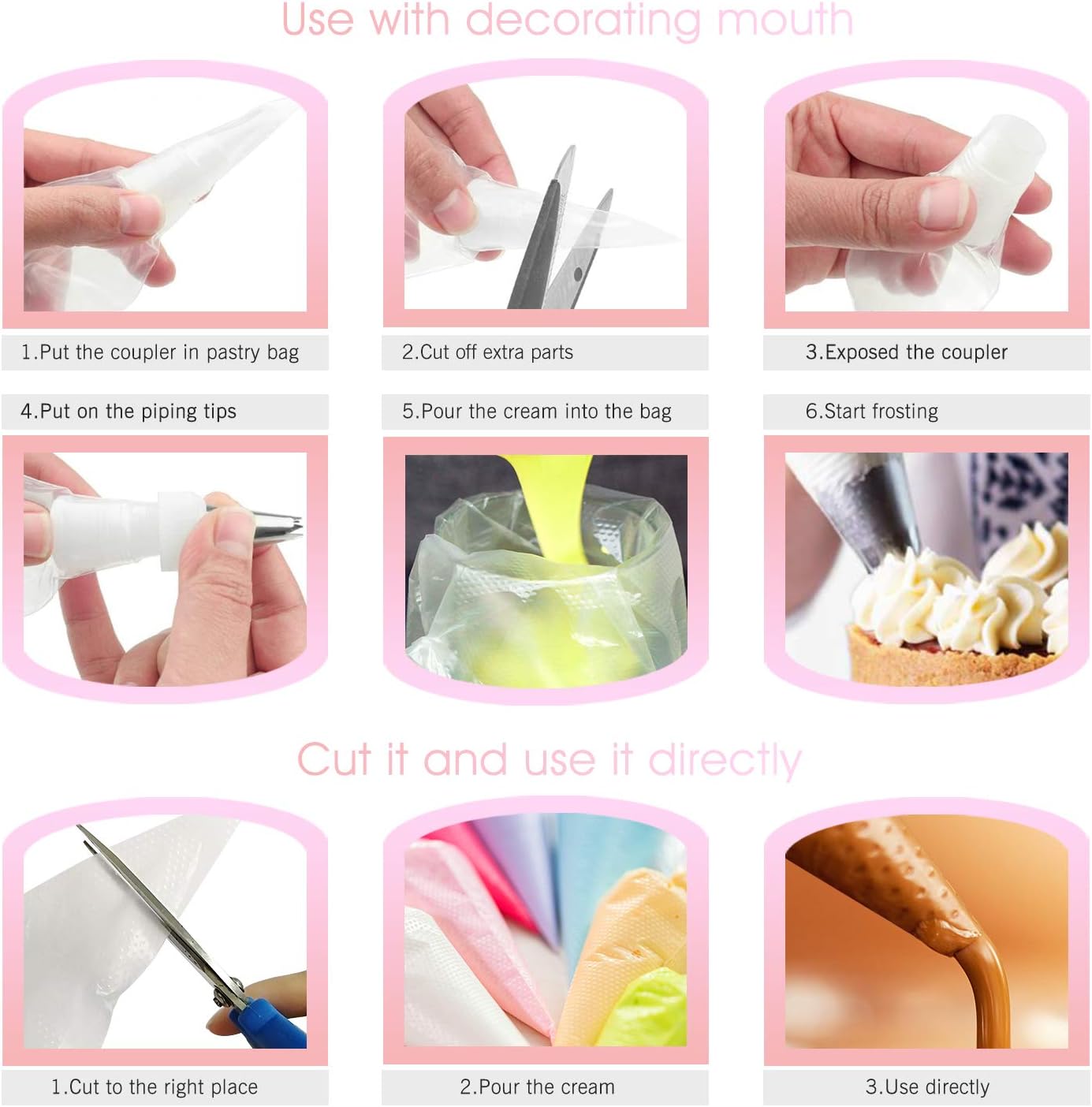 VolksRose 18-Inch Disposable Piping Bags - Anti-Burst, Non-Slip Design for Cake Decorating & Icing