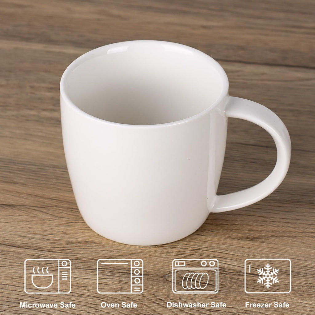 Tacuhy 14 oz Coffee Mugs, Latte Cappuccino Cup Set of 2, White Coffee Mugs, Ceramic Coffee Cups