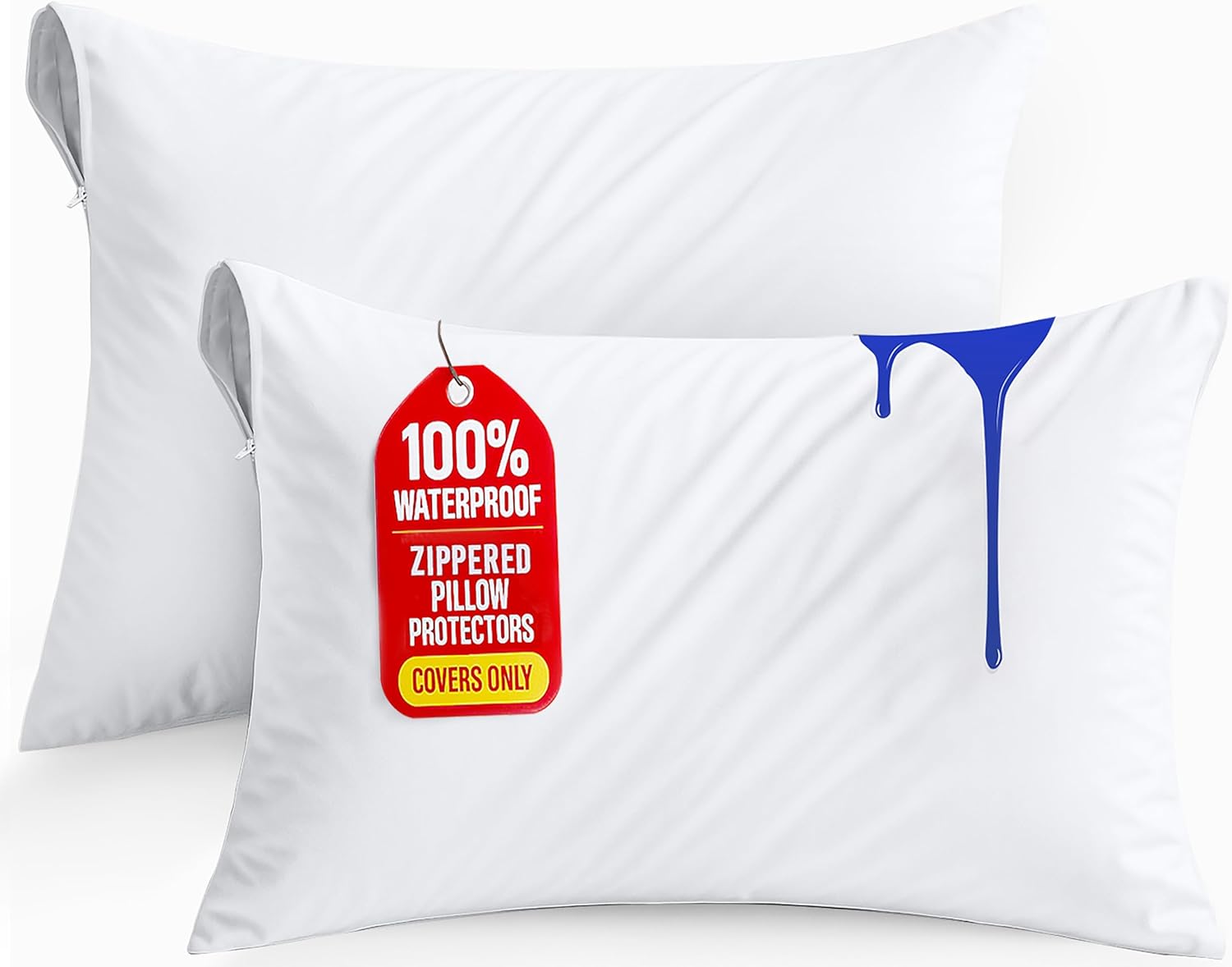 Utopia Bedding Pillow Protectors - Queen Size Zippered Covers | Bed Bug & Dust Mite Proof, Ultra Soft, Waterproof (White)