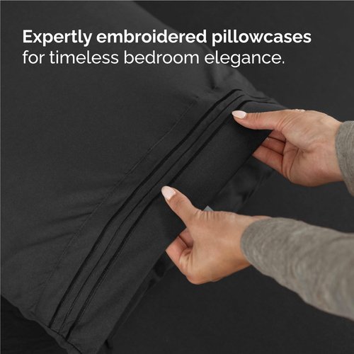 Full Size 4 Piece Sheet Set - Comfy Breathable & Cooling Bed Sheets Set - Hotel Luxury Bedding for Women, Men, Kids, Teens, Boys & Girls - Deep Pockets, Ultra-Soft and Wrinkle Free - Oeko-Tex - Black