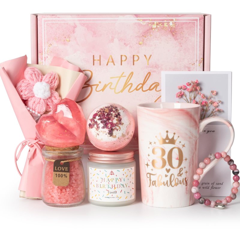60th Birthday Gifts for Women, Happy 60 Year Old Birthday Gift Ideas Decorations for Her Grandma Mom Sister Woman Friends Aunt Wife, Pink 60 Fabulous Ceramic Marble Mug 14Oz, Turning Sixty Baskets
