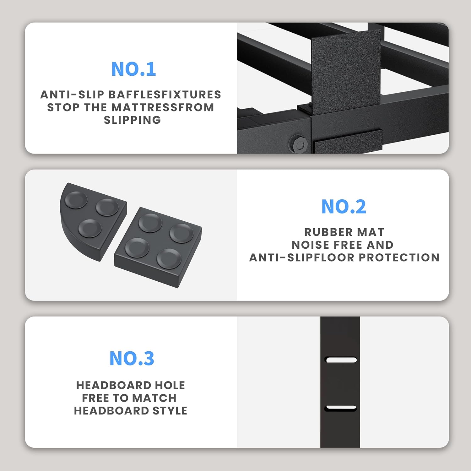VIPSHOW 20-Inch Heavy Duty Queen Bed Frame - Metal Platform with Noise-Free Design & Easy Assembly