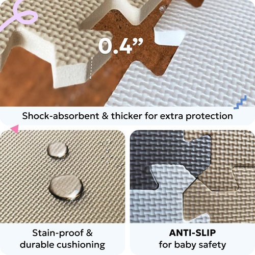 MioTetto Baby Play Mat - Soft & Safe Foam Floor Tiles for Crawling | Portable & Stylish Design