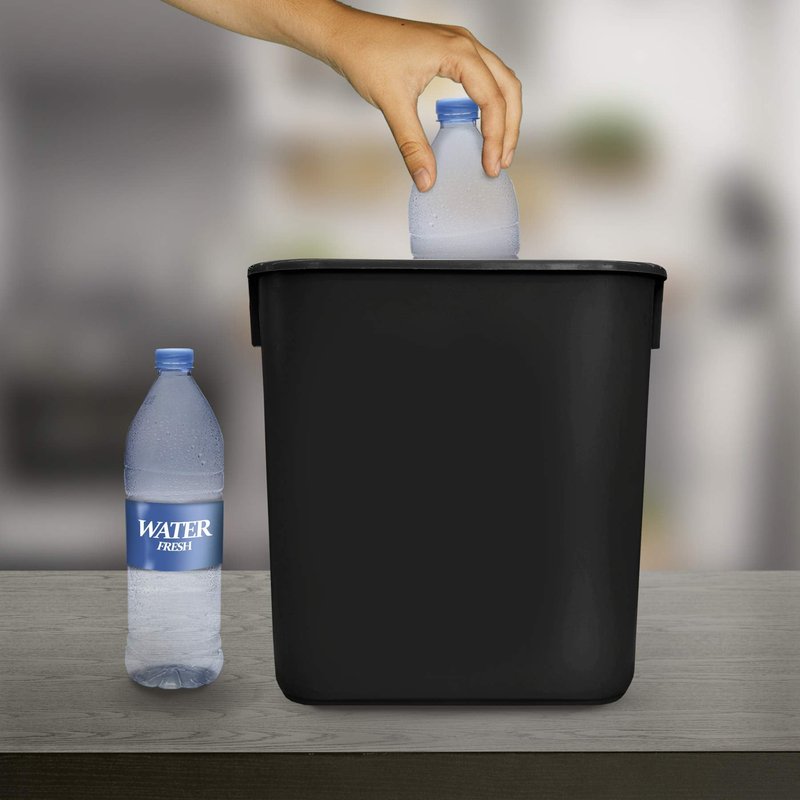 Acrimet Wastebasket, Deskside Bin, 3.25 Gallon/13 Quart/12 Liter, Trash Waste Grabage Can (Plastic) (Black Color) (Set of 8)