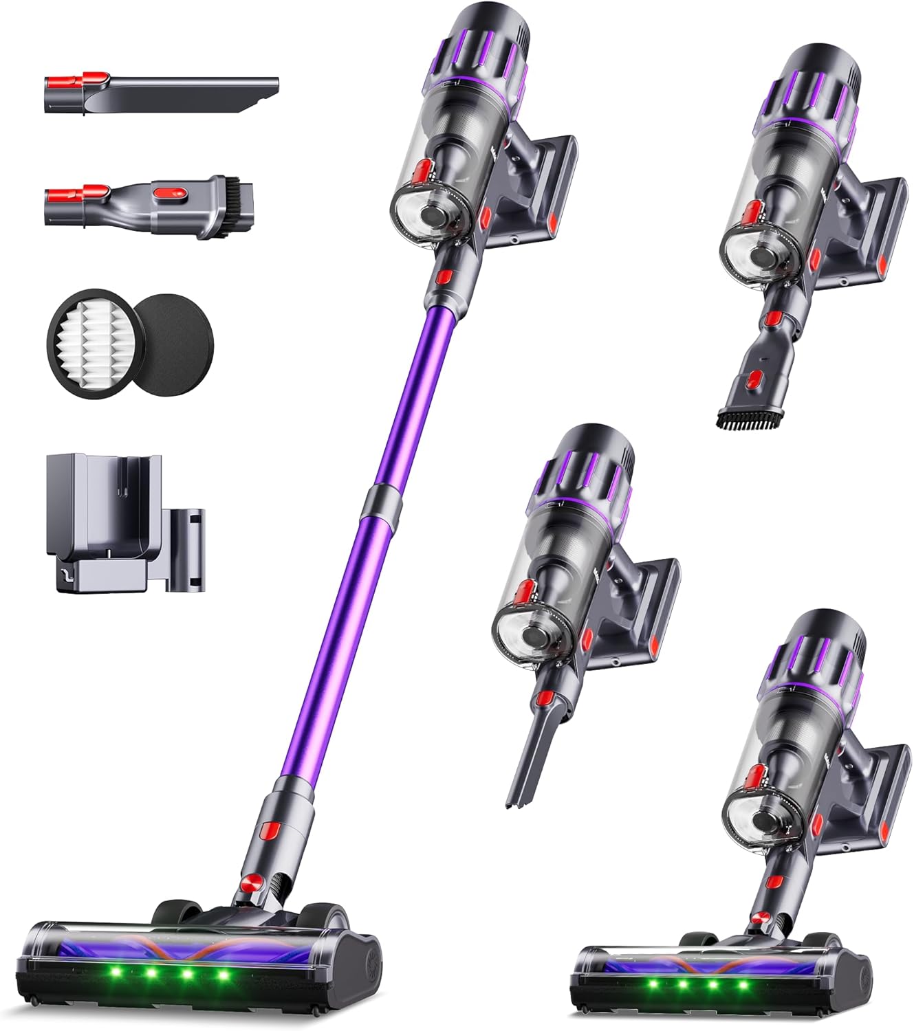 Skiennix Cordless Vacuum Cleaner - 650W, 55KPA Suction, 80 Minutes Runtime, Smart Display, Anti-Tangle Brush