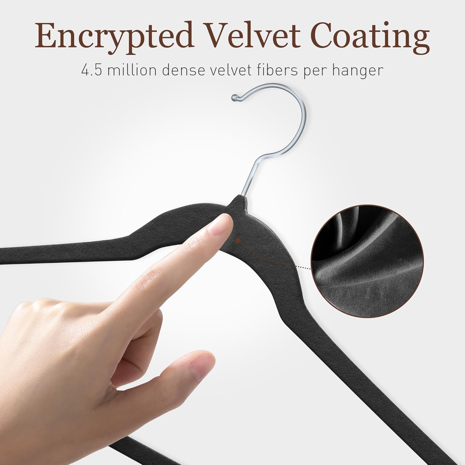 Velvet Hangers 50 Pack - Slim Non-Slip Space-Saving Clothes Hangers for Heavy Duty Pants, Coats & More | Black