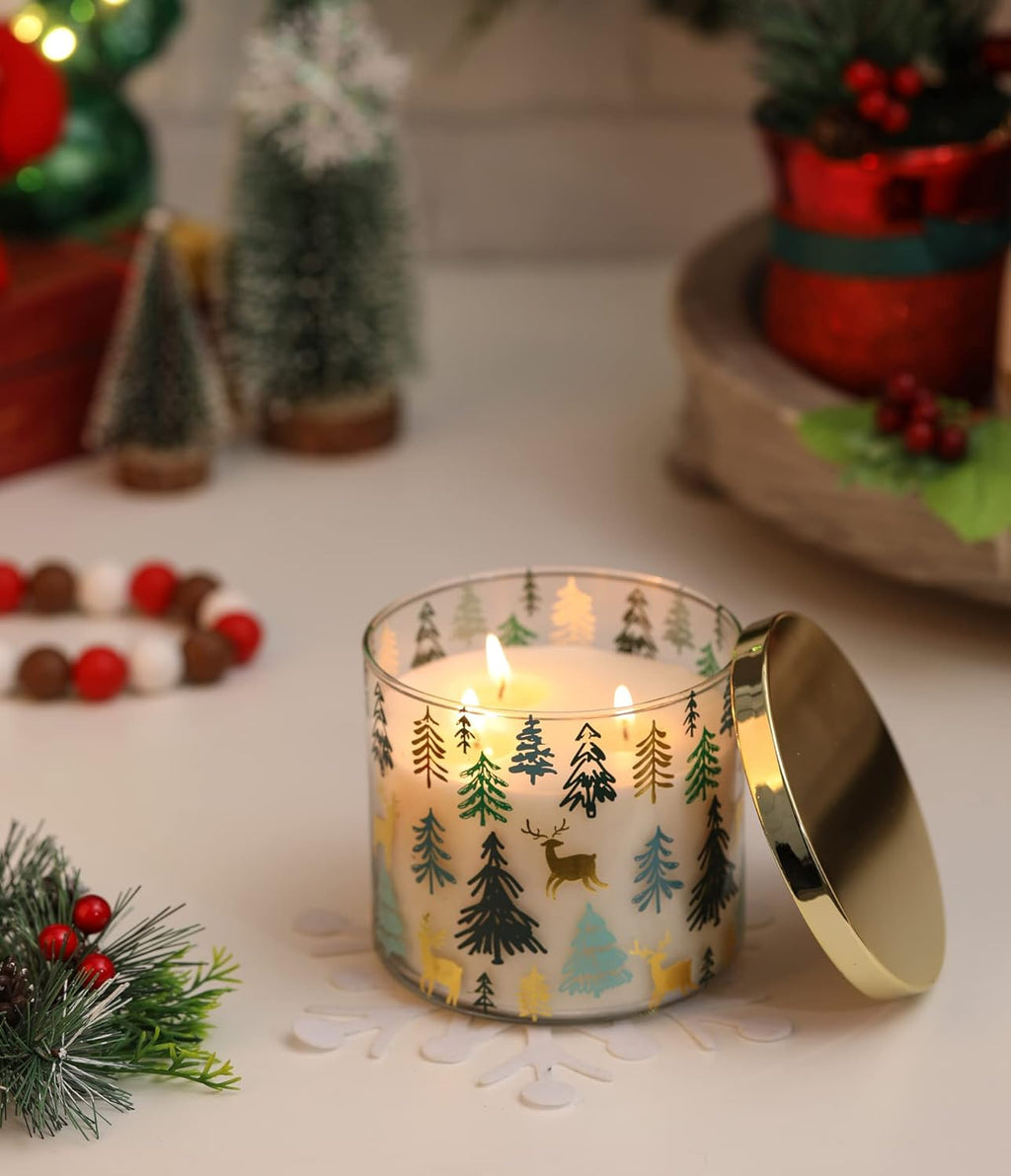 Regine Switzerland Pine Scented Christmas Candle - Large 14oz with 3 Wicks for Cozy Winter Ambiance