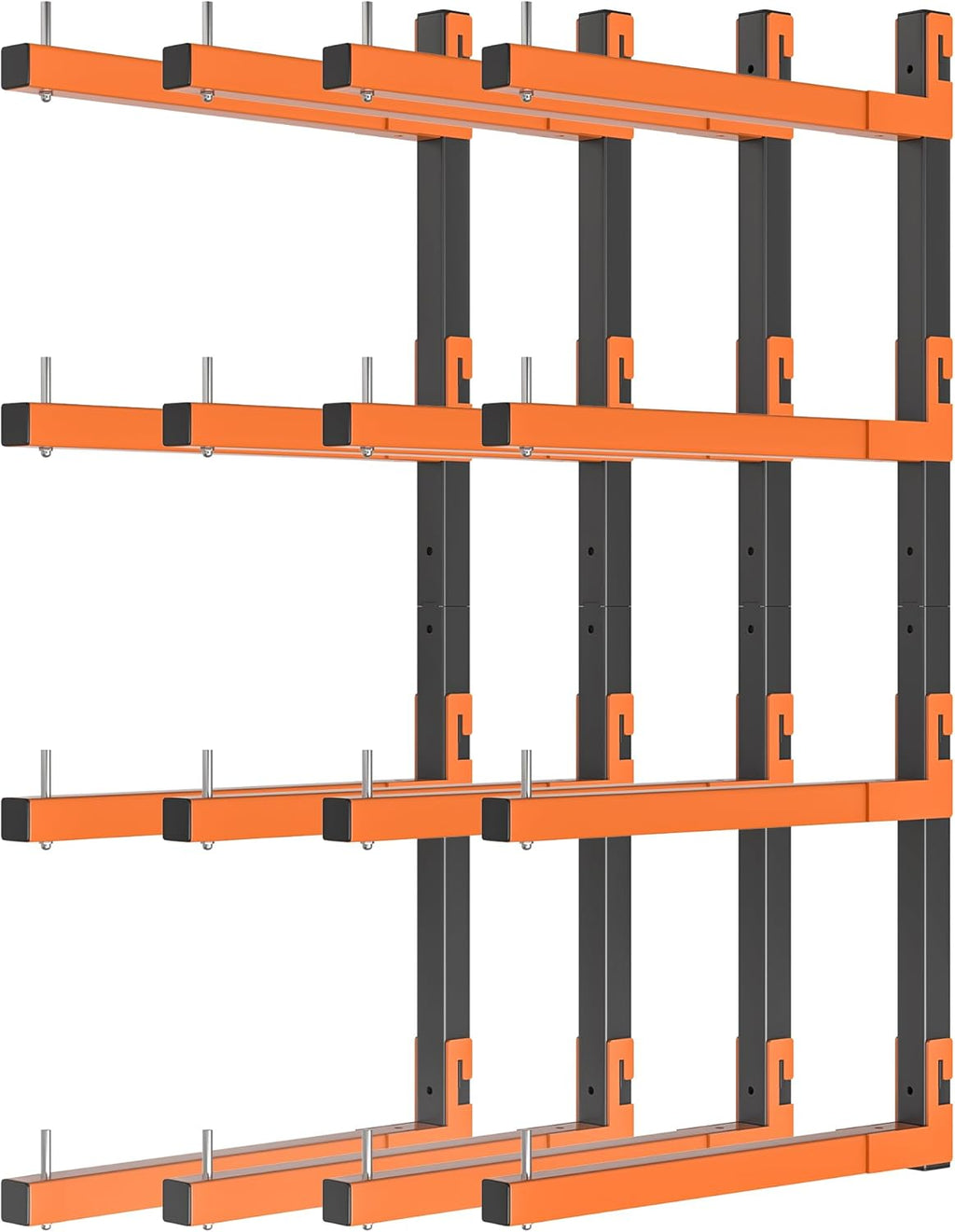 Snap-Fit Lumber Storage Rack | Heavy-Duty Metal Wall Mount - 8 Levels, 32 Inch Capacity