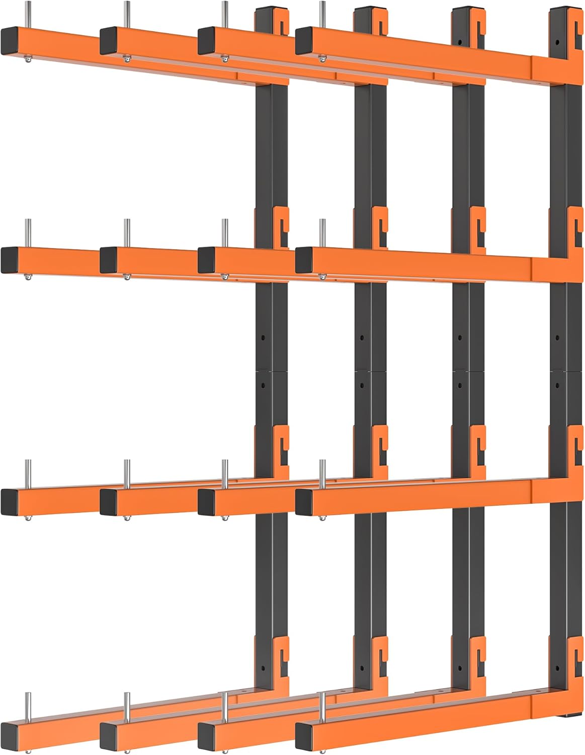 Snap-Fit Lumber Storage Rack | Heavy-Duty Metal Wall Mount - 8 Levels, 32 Inch Capacity