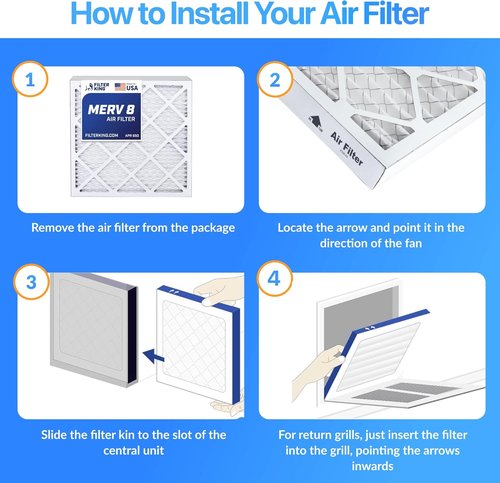 Filter King 20x25x2 Air Filter - MERV 8 Dust & Allergy Control | 6-Pack Pleated HVAC Filters