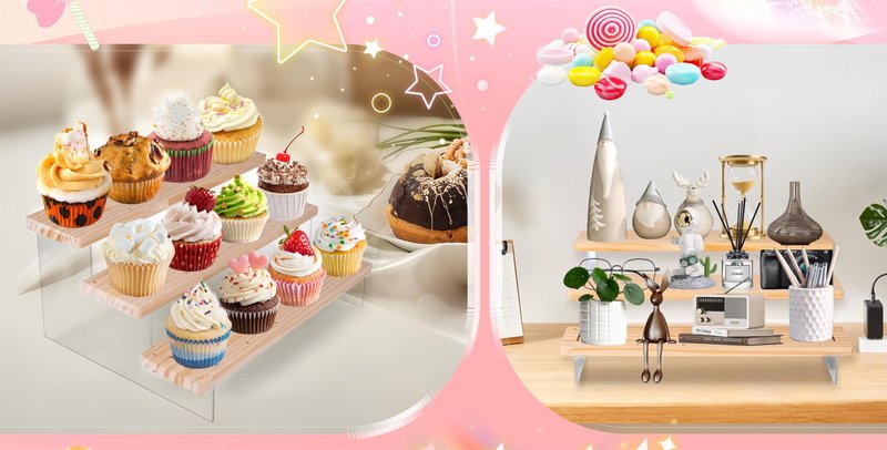 Hloizyn 2 Pack Cake Pop Stand Holder - 3 Tier for 39 Cake Pops, Acrylic & Pine Wood Dessert Table Stand | Wedding Birthday Baby Shower Candy Buffet Cake Pop Display.