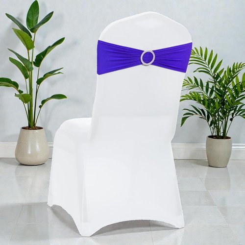 MDS Spandex Chair Sashes - Universal Elastic Stretch Bow Ties with Buckle Slider | Pack of 250 - Royal Blue