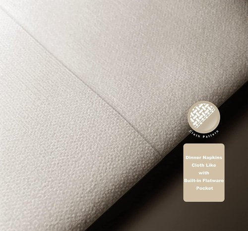 UKEENOR Disposable Dinner Napkins Cloth Like with Built-in Flatware Pocket,Wedding Party Linen Feel White Napkin, Prefolded for Silverware,15.74"x15.74" Pack of 50
