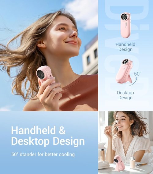 Diveblues TurboBear Portable Handheld Fan - 5-Speed Rechargeable Mini Fan for Travel & Cooling