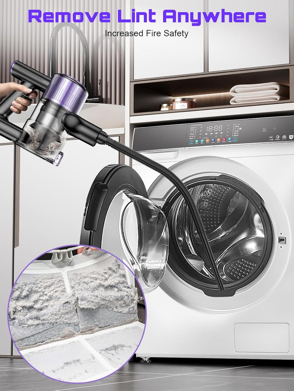 OIRFND Cordless Vacuum Cleaner - 10-in-1 Lightweight Stick Vacuum with Powerful Suction & LED Light | Ideal for Home & Carpets