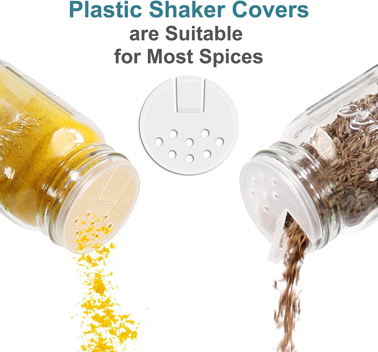 CycleMore 30 Pack 4oz Glass Mason Spice Jars, Round Spice Containers with Gold Metal Caps and Pour/Sift Shaker Lids-80pcs Labels,1pcs Silicone Collapsible Funnel,1Brush and Pen Included