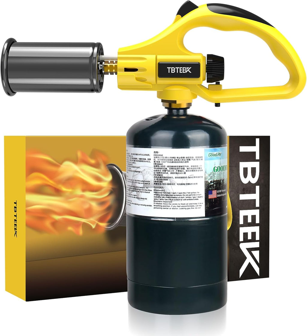 TBTEEK Cooking Torch Lighter - Adjustable Flame & Safety Lock for BBQ, Searing Steak, Creme Brulee | Ideal for Campfires