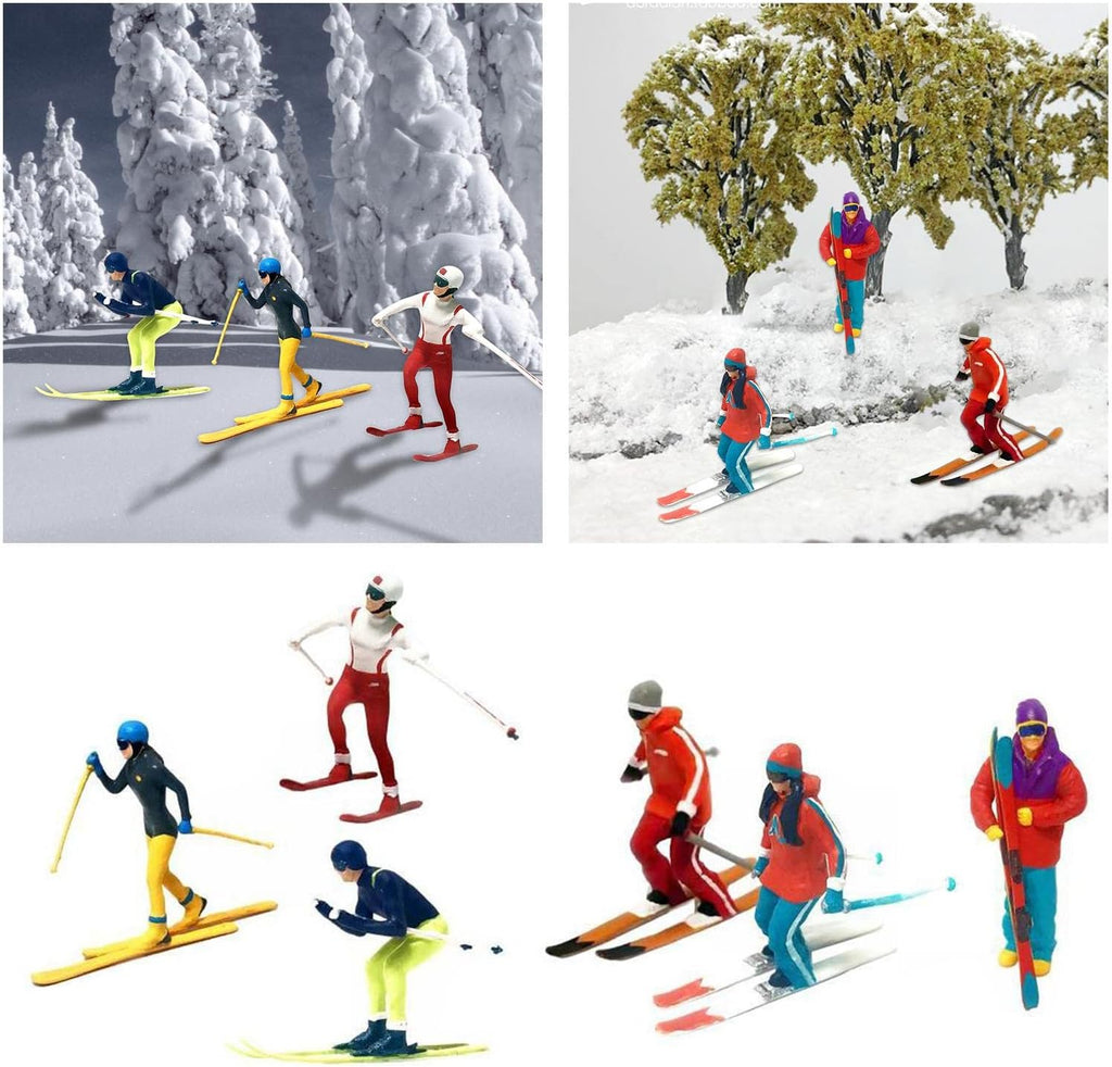 Skiennix Miniature Skiing Figures - 6Pcs Hand-Painted Accessories for DIY Projects & Decor