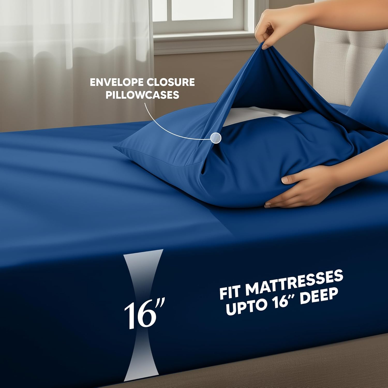 Utopia Bedding King Size Sheet Set - Soft, Breathable Microfiber | 4-Piece in Dusk Blue, Oeko Tex Certified