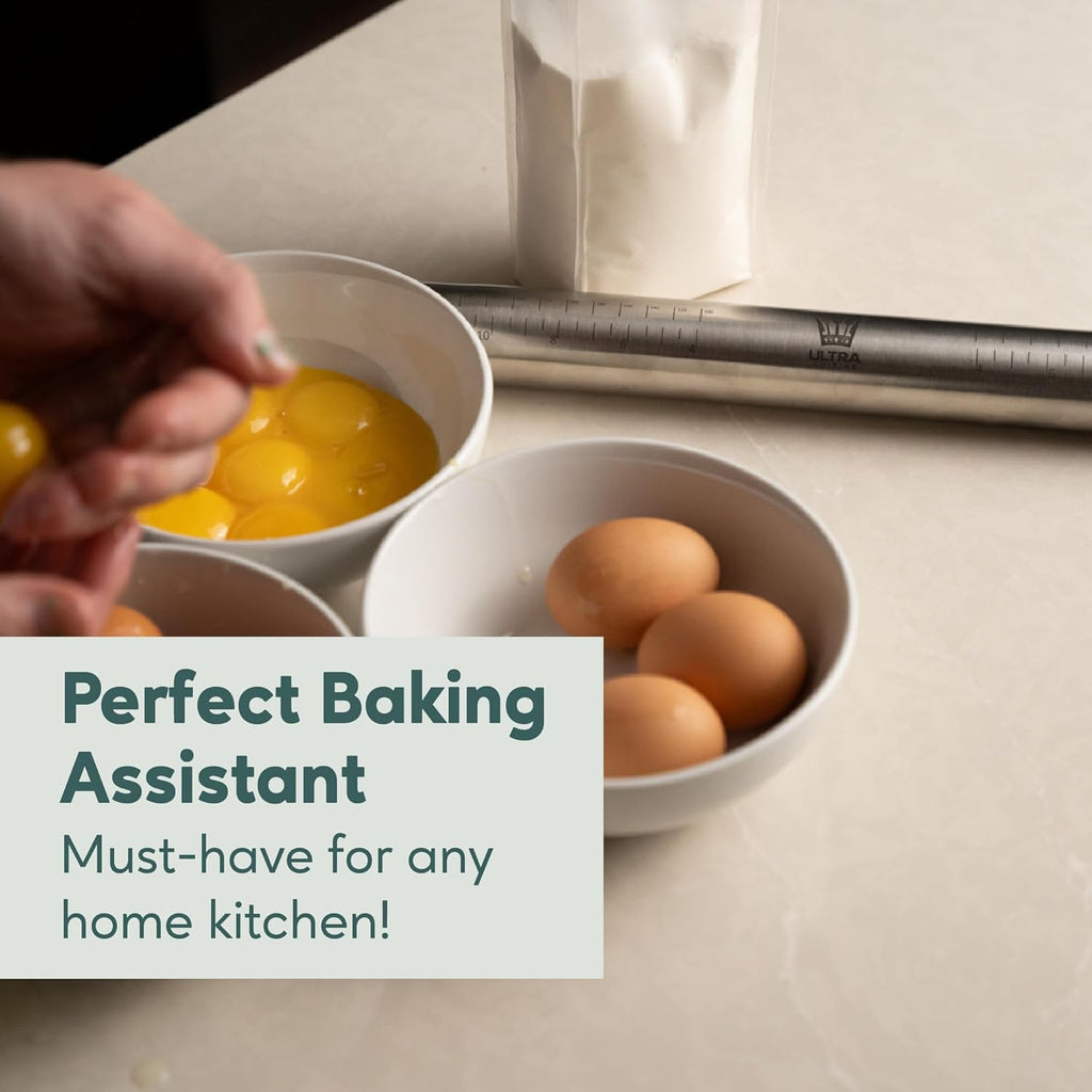 Ultra Cuisine French Rolling Pin - Tapered Stainless Steel Design for Baking | Professional & Home Use, Dishwasher-Safe