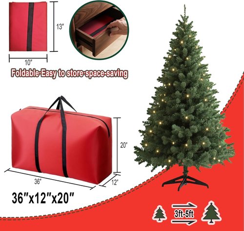 Heavy Duty Christmas Tree Storage Bag by [Brand Name] - Waterproof 600D Oxford | Fits 3FT/4FT/5FT Trees